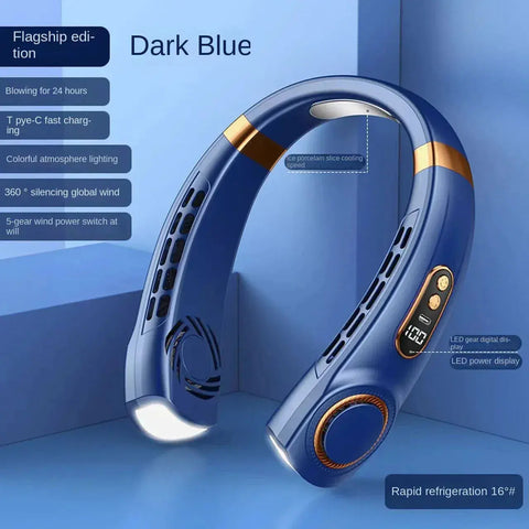 10000mAh Mini Portable Bladeless Silent Neckband Fan