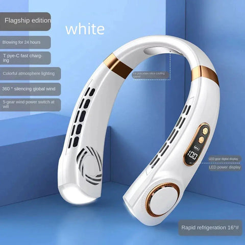 10000mAh Mini Portable Bladeless Silent Neckband Fan