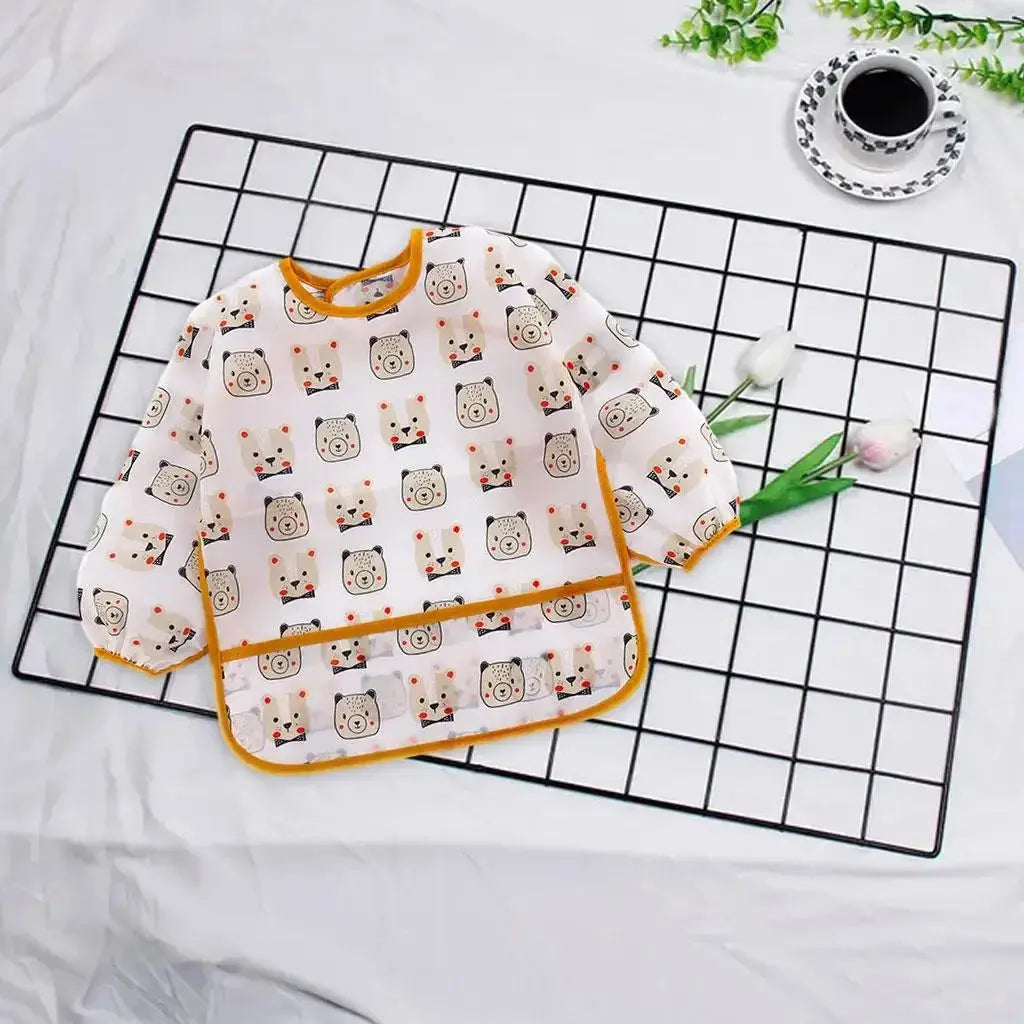 Baby Bibs New Cute Children Baby Stuff Toddler Waterproof Long Sleeve Art Smock Feeding Bib Apron for Kids 1-4 Years