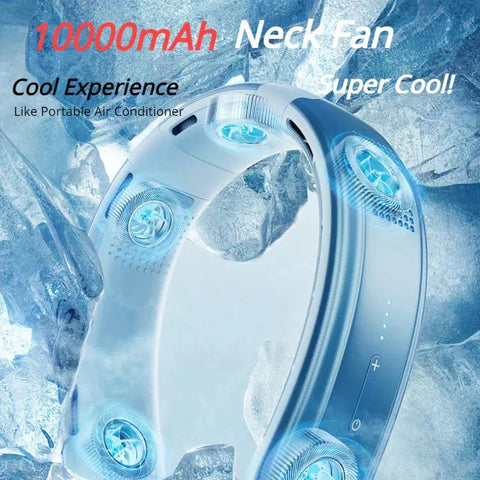 10000mAh Mini Portable Bladeless Silent Neckband Fan