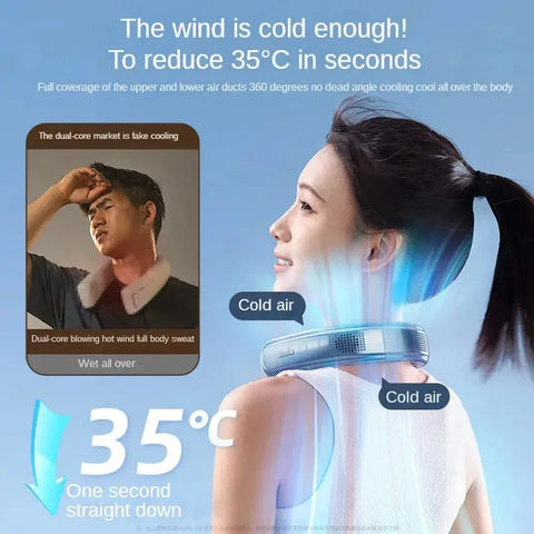 10000mAh Mini Portable Bladeless Silent Neckband Fan