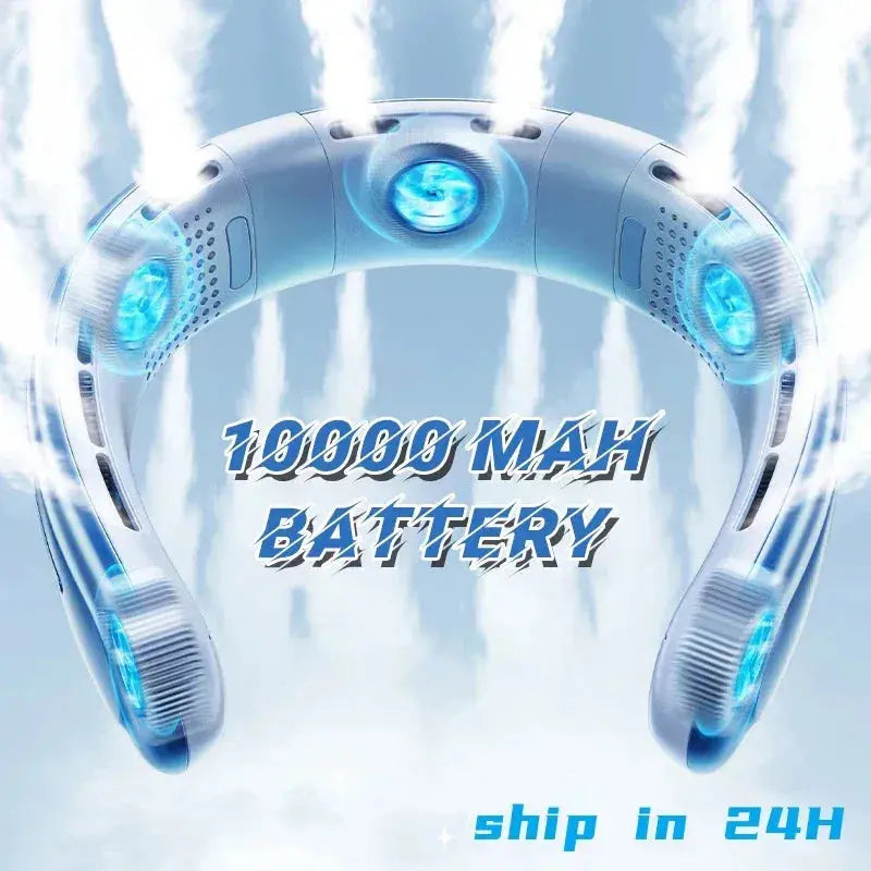 10000mAh Mini Portable Bladeless Silent Neckband Fan
