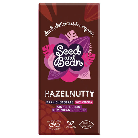 Organic & Fair Trade 58% dark chocolate bar with Sicilian hazelnut Jag Couture Chocolates