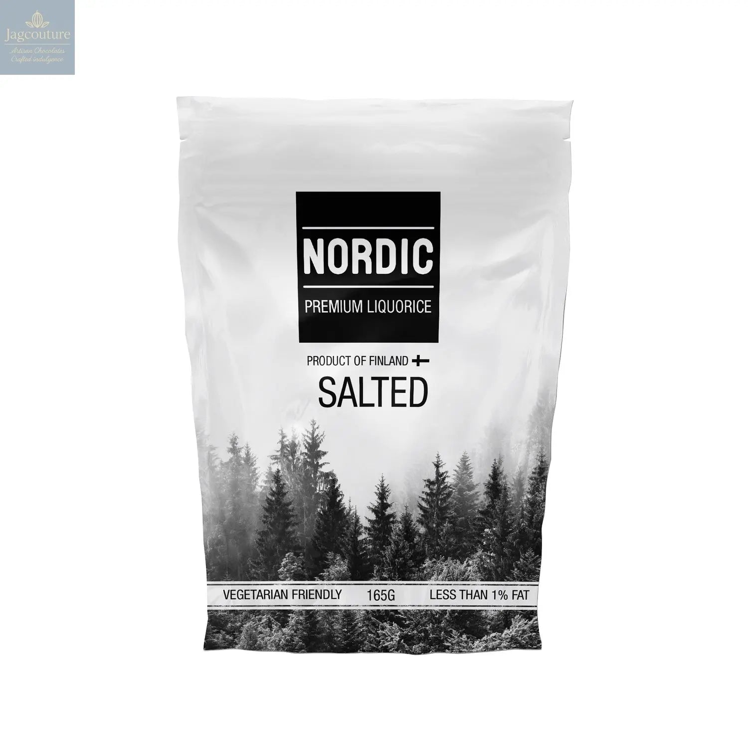 Salted soft eating premium liquorice in sachet bag Jag Couture Chocolates