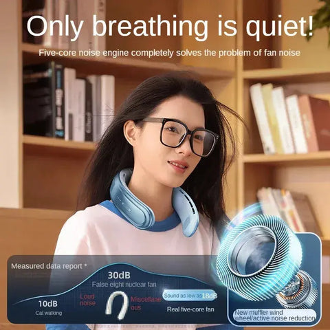 10000mAh Mini Portable Bladeless Silent Neckband Fan