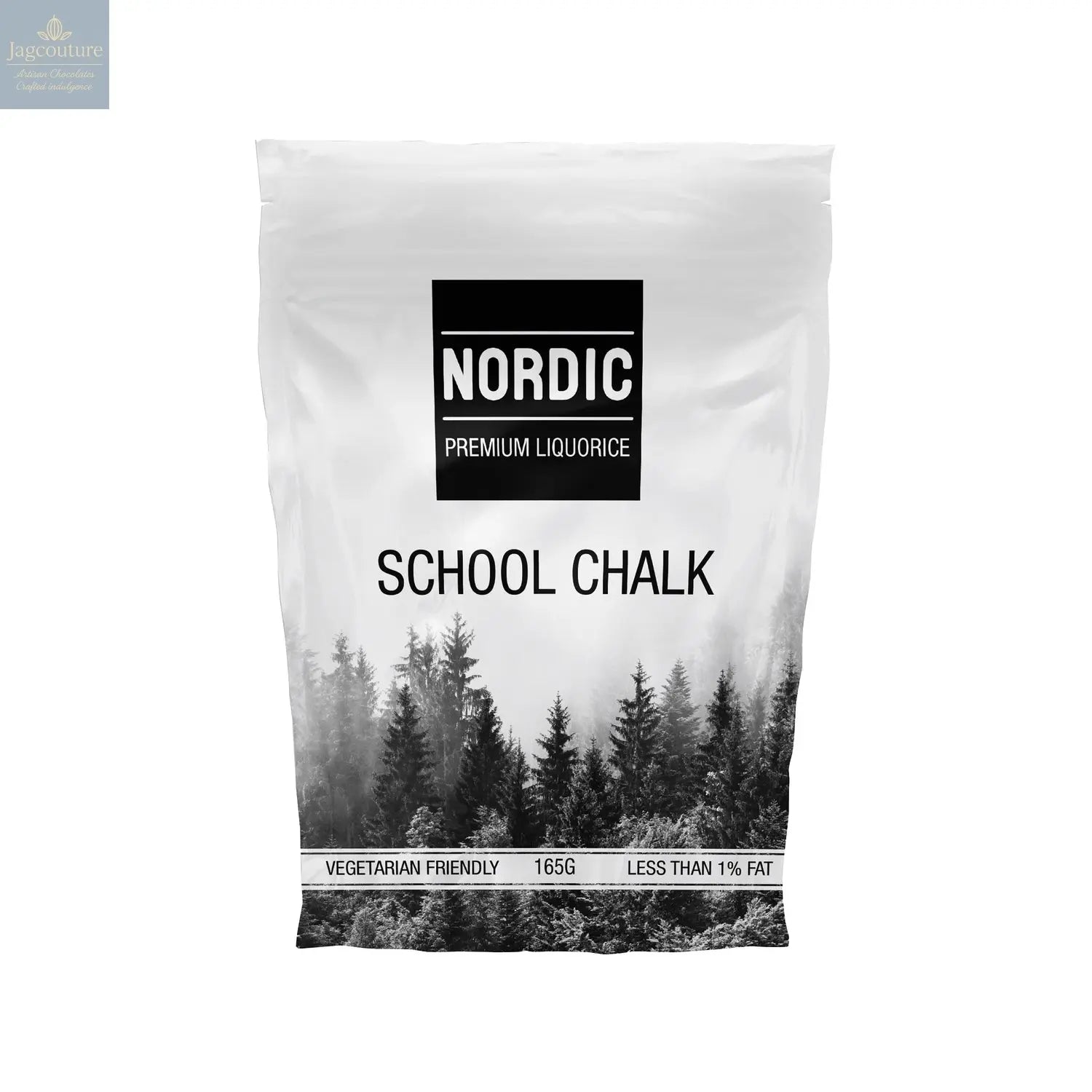 School chalk premium mint liquorice in crisp mint shell in sachet bag - vegetarian friendly Jag Couture Chocolates