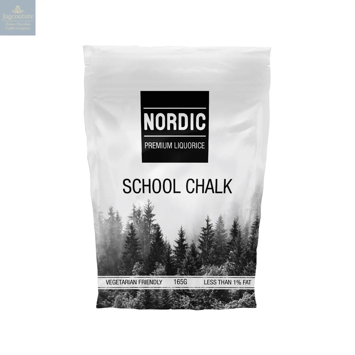 School chalk premium mint liquorice in crisp mint shell in sachet bag - vegetarian friendly Jag Couture Chocolates