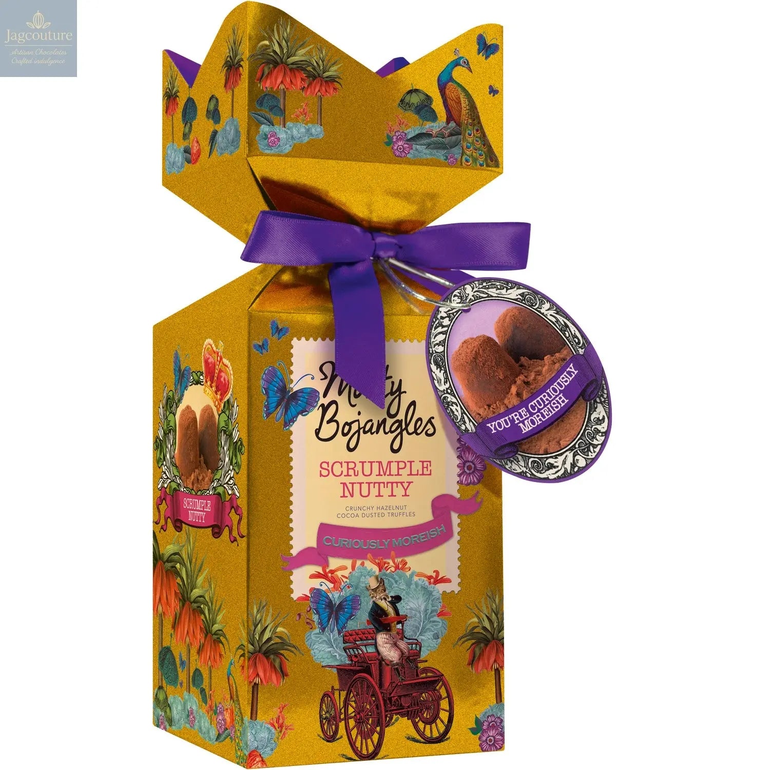 Scrumple Nutty tip top carton of cocoa dusted truffles with toasted hazelnut pieces - Jag Couture Chocolates