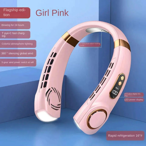 10000mAh Mini Portable Bladeless Silent Neckband Fan