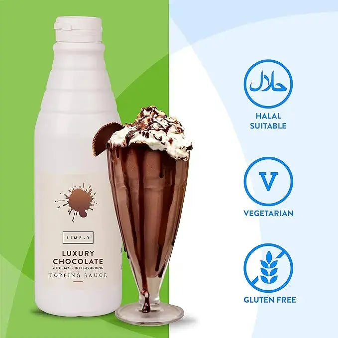 Simply Luxury Chocolate Topping Sauce with Hazelnut Flavouring