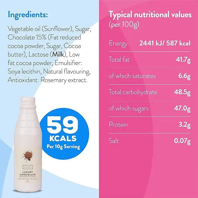 Simply Luxury Chocolate Topping Sauce with Hazelnut Flavouring