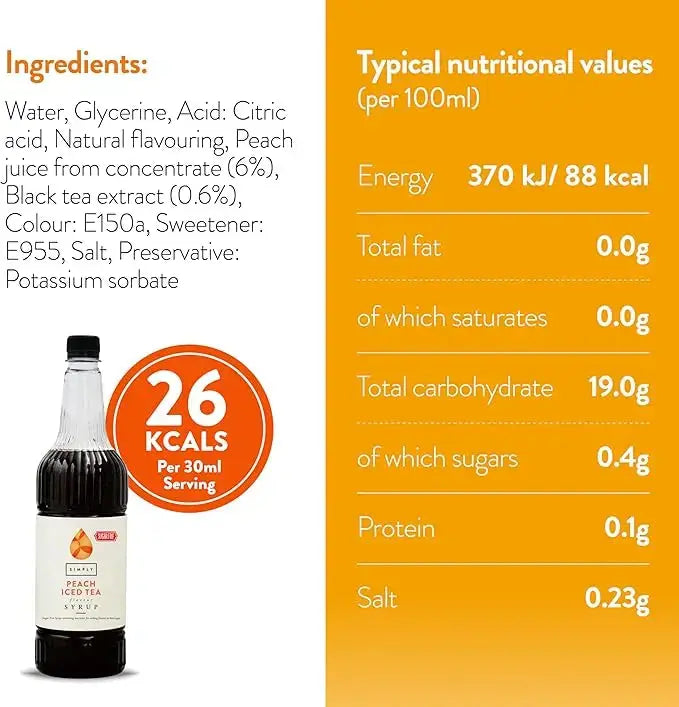 Simply Sugar Free Peach Iced Tea Syrup