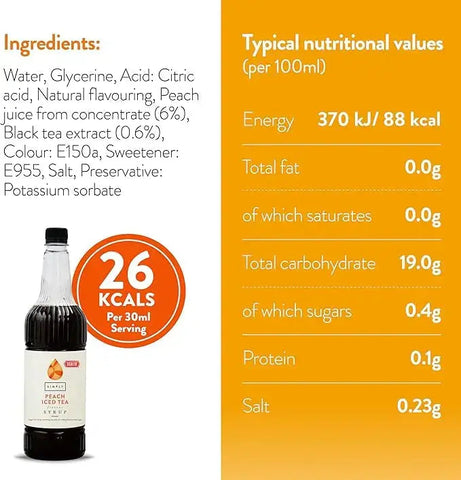 Simply Sugar Free Peach Iced Tea Syrup