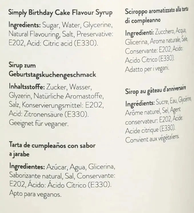 Simply birthday cake syrup