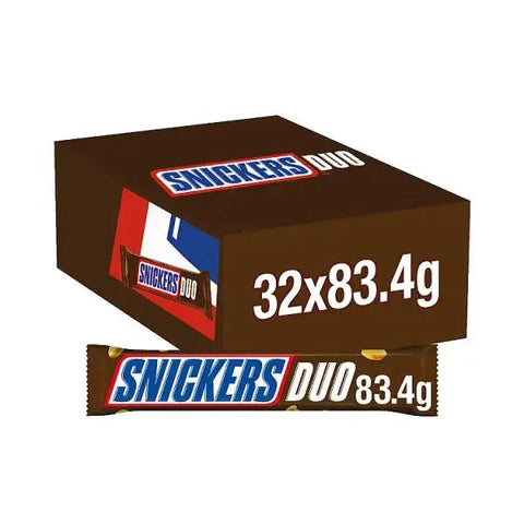 Snickers Caramel, Nougat & Peanuts Chocolate Snack Bar Duo 83.4g (Case of 32)