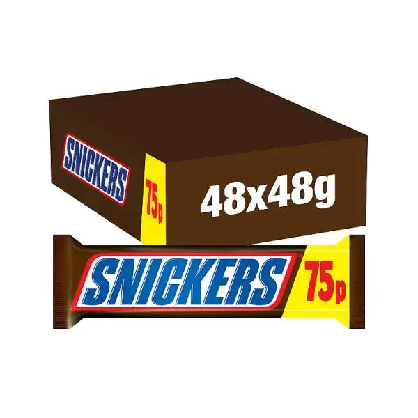 Snickers Caramel, Nougat, Peanuts & Milk Chocolate Snack Bar (Case of 48)