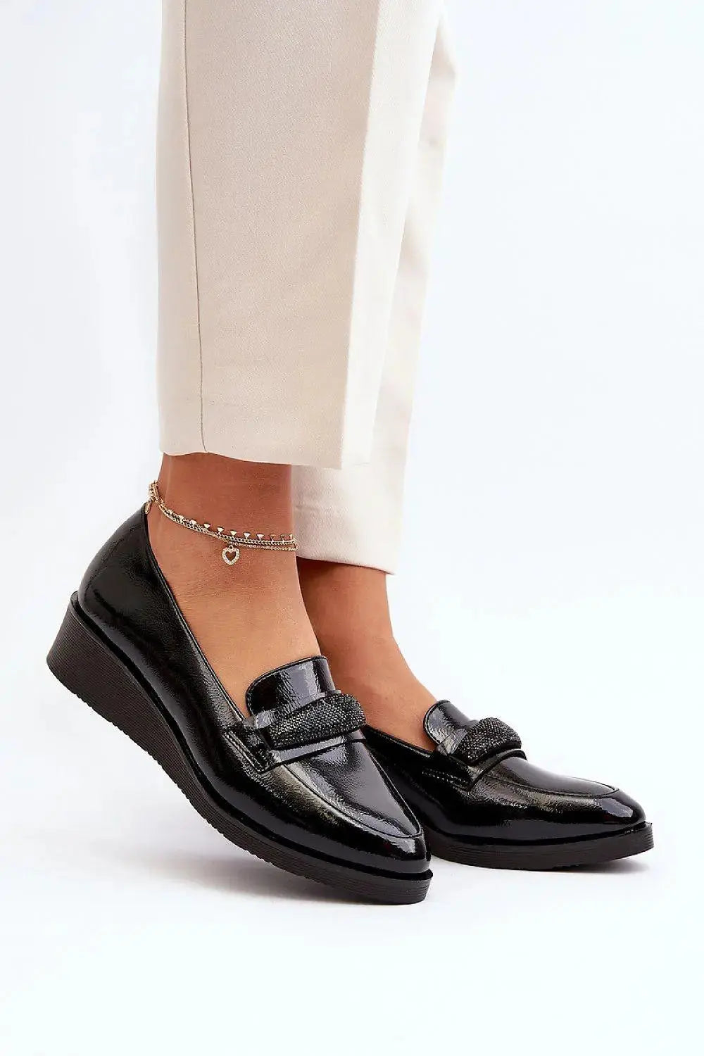 Step in style autumn decorative stripe on the front buskin low shoes