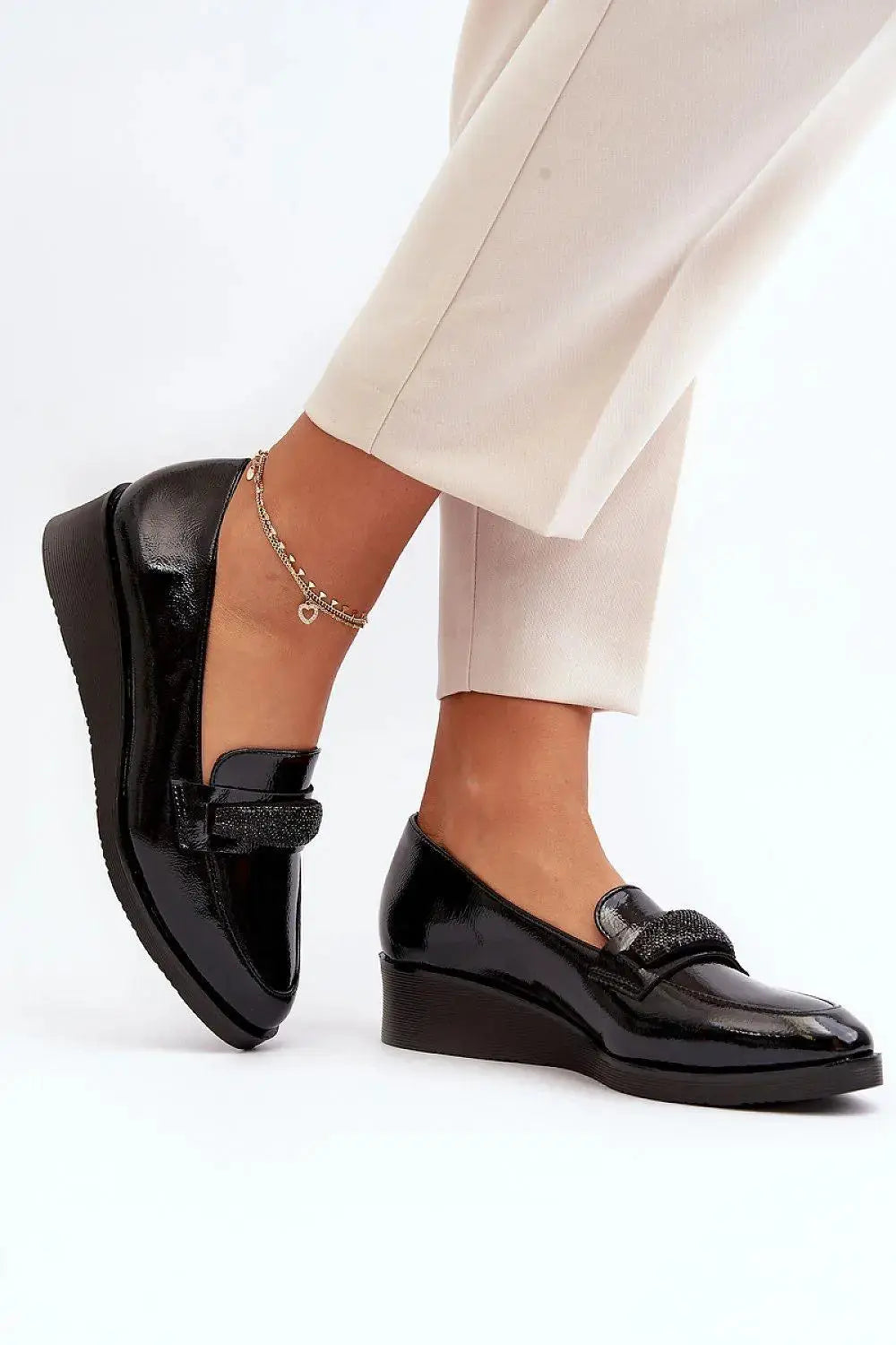 Step in style autumn decorative stripe on the front buskin low shoes
