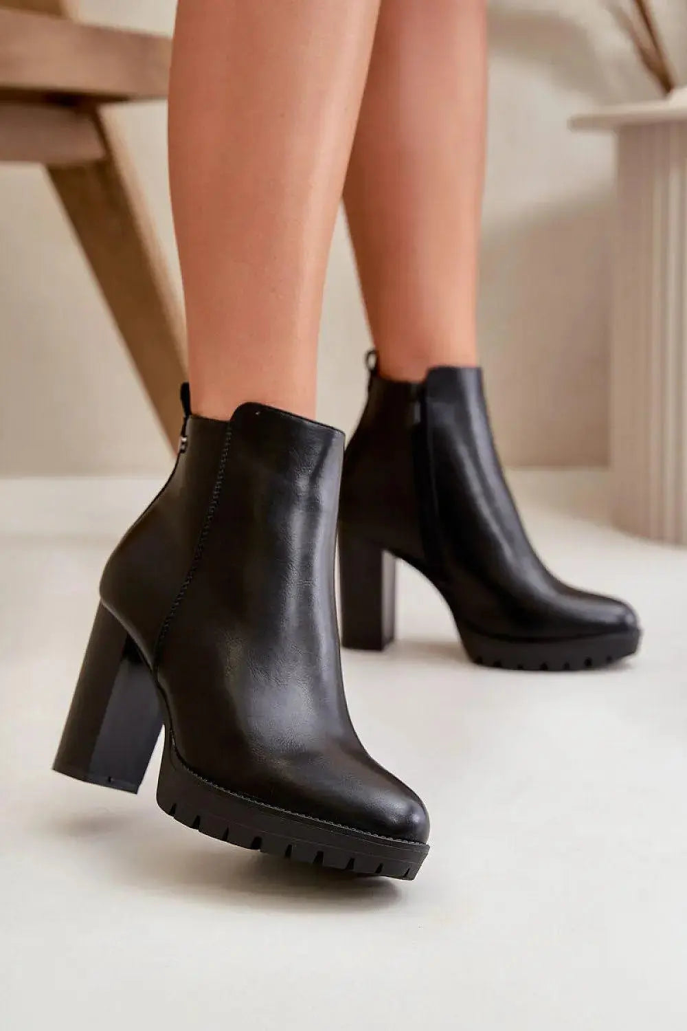Step in style high column heel eco leather womens boots