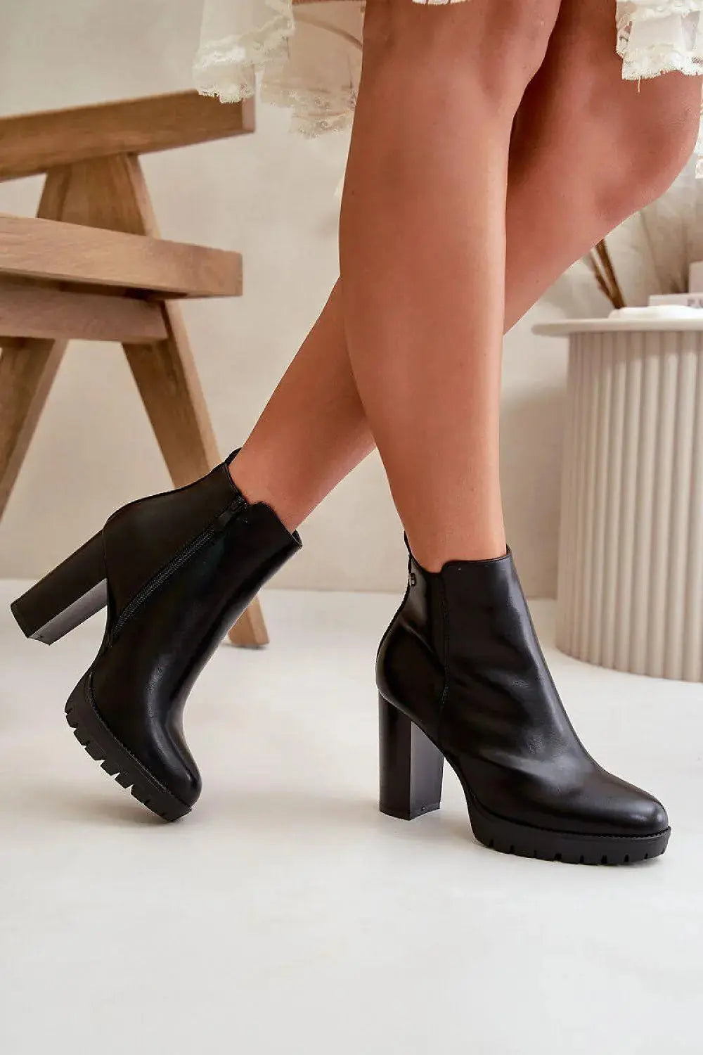 Step in style high column heel eco leather womens boots
