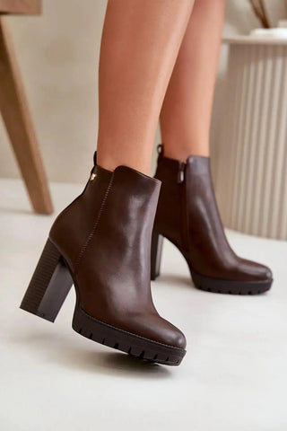 Step in style high column heel eco leather womens boots