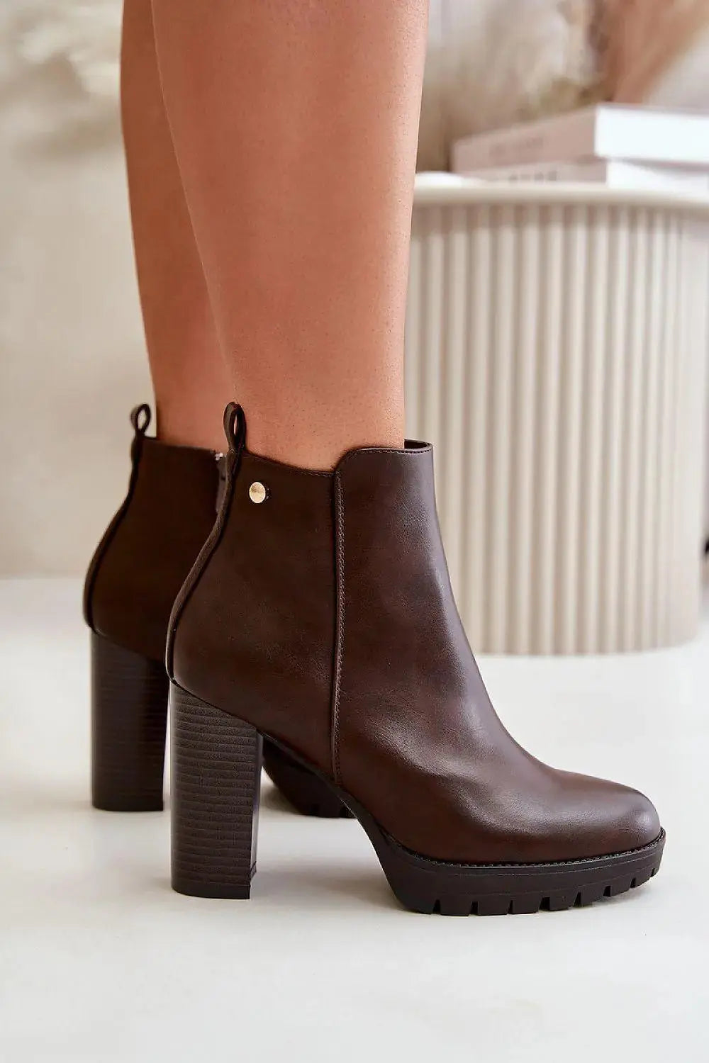 Step in style high column heel eco leather womens boots