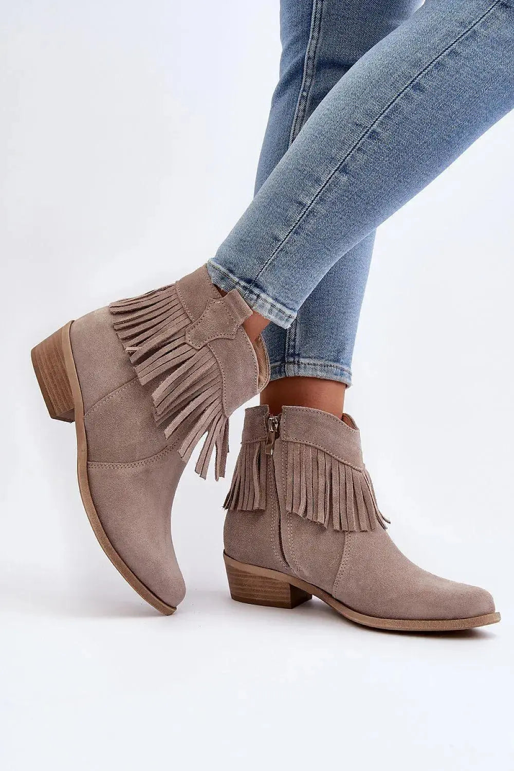 Step in style natural leather women's zipper boots