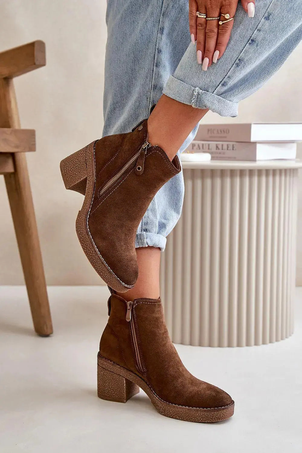 Step in style women's ankle boots made of soft eco suede