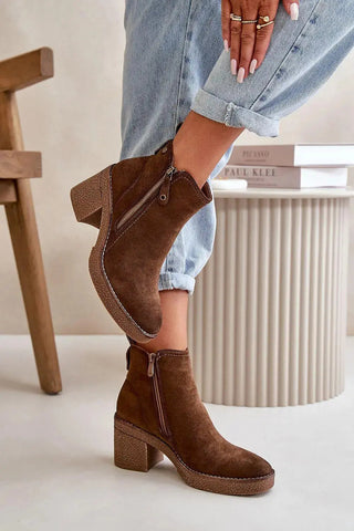 Step in style women's ankle boots made of soft eco suede