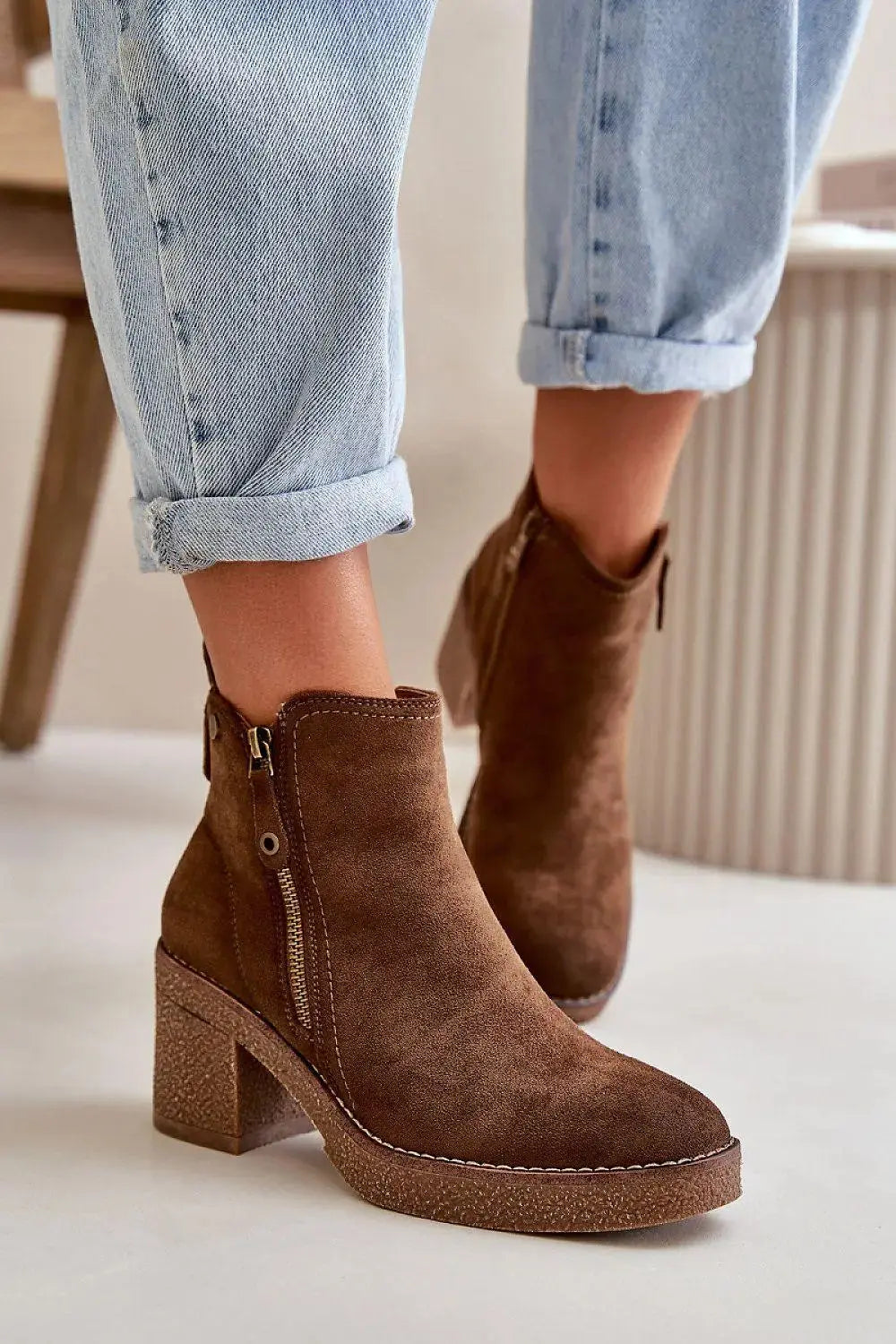 Step in style women's ankle boots made of soft eco suede