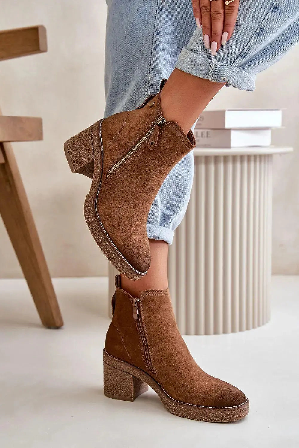 Step in style women's ankle boots made of soft eco suede