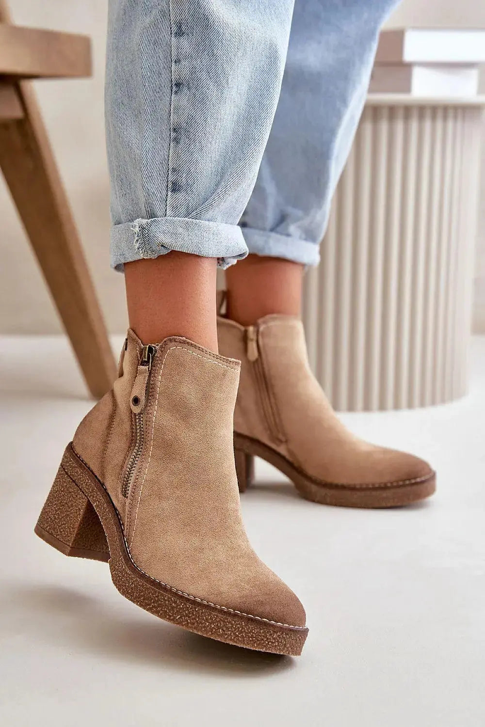 Step in style women's ankle boots made of soft eco suede
