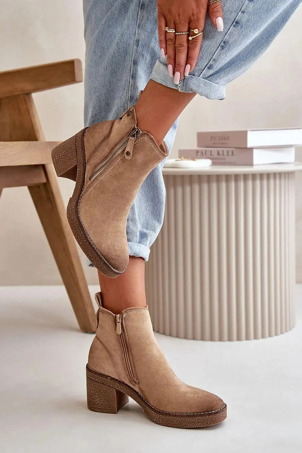 Step in style women's ankle boots made of soft eco suede