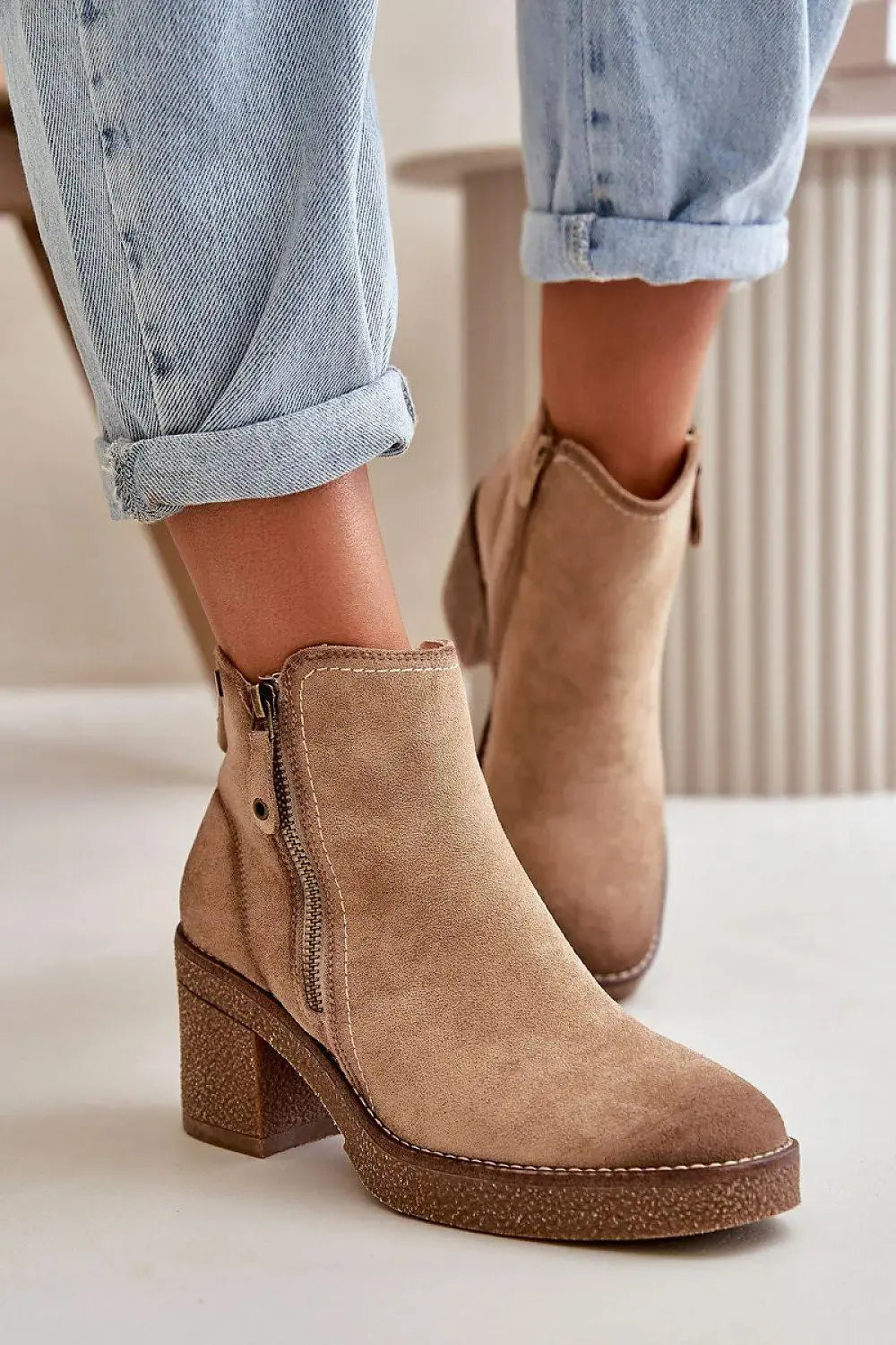 Step in style women's ankle boots made of soft eco suede