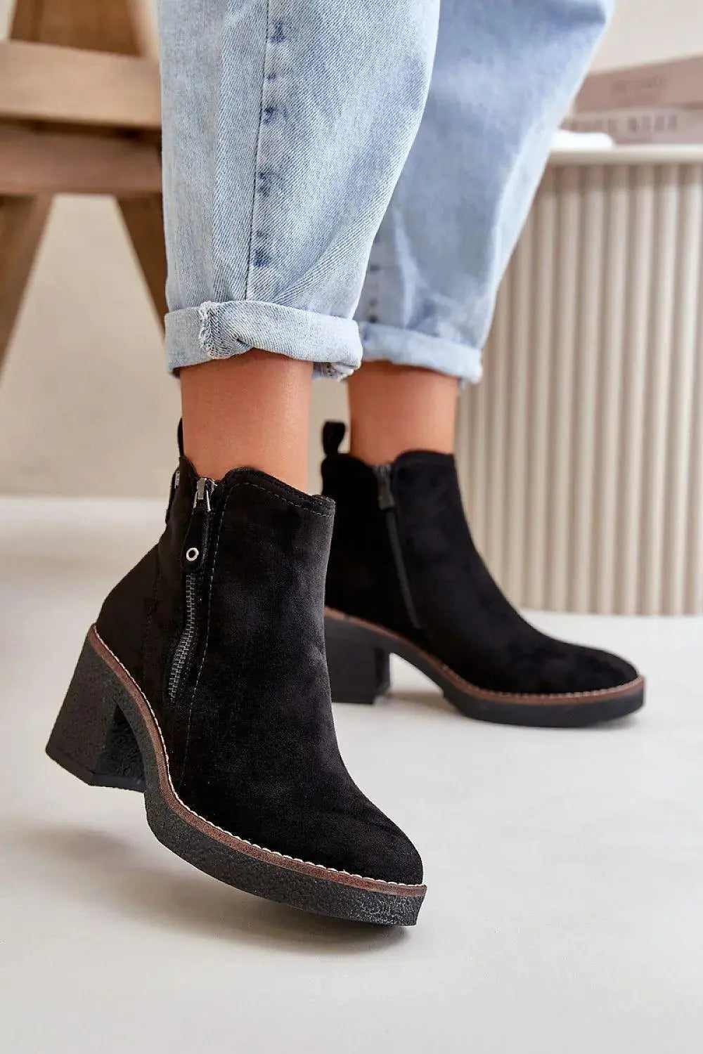 Step in style women's ankle boots made of soft eco suede