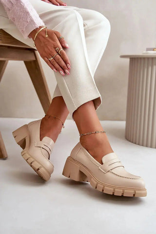 Step in style women's elegant high-quality eco leather heeled low shoes