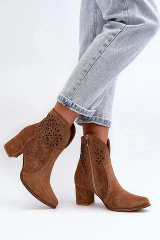 Step in style women's heeled boots were made of natural suede