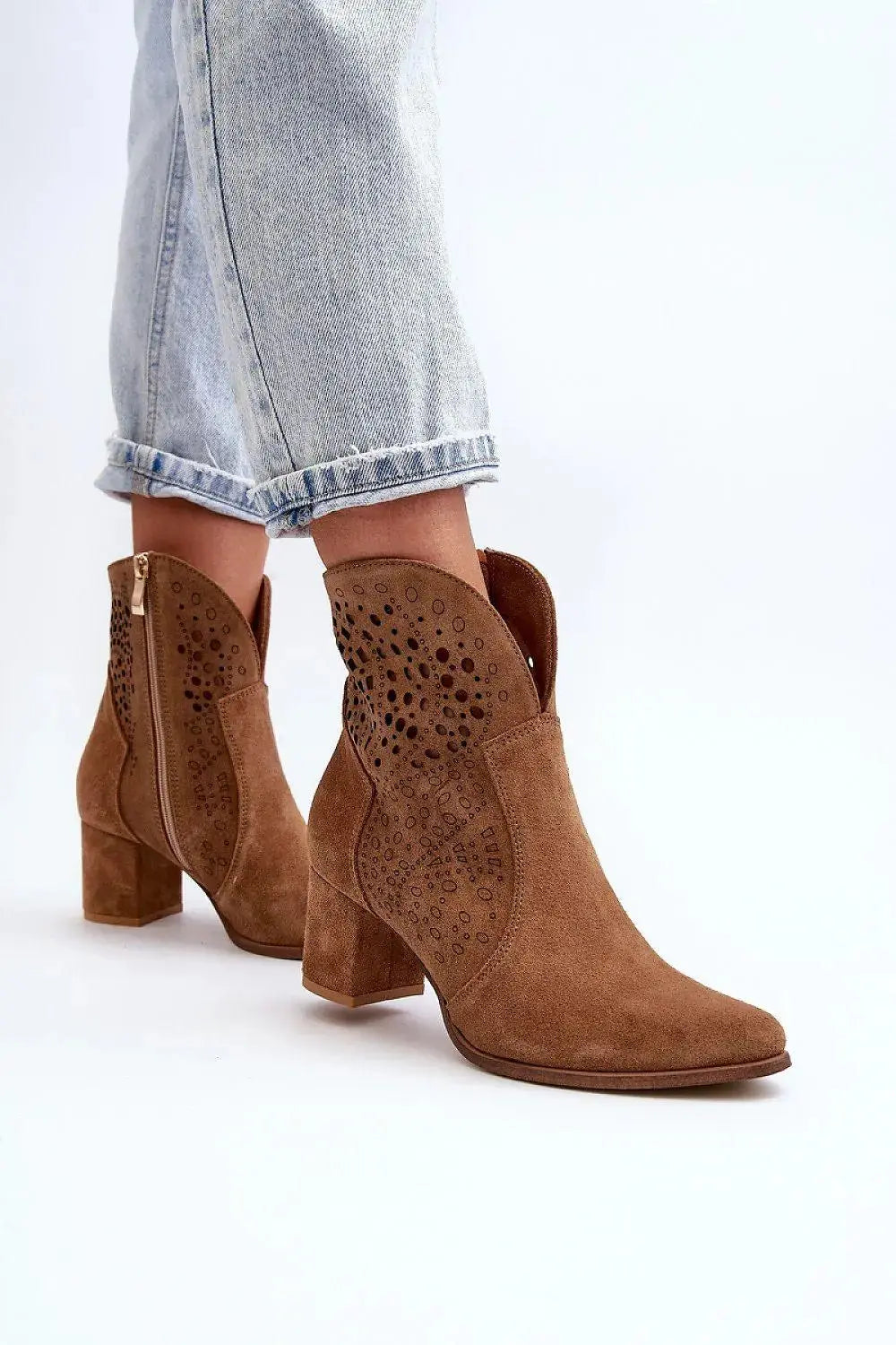 Step in style women's heeled boots were made of natural suede