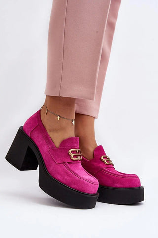 Step in style Women's heeled semi-boots with an upper made of eco-suede