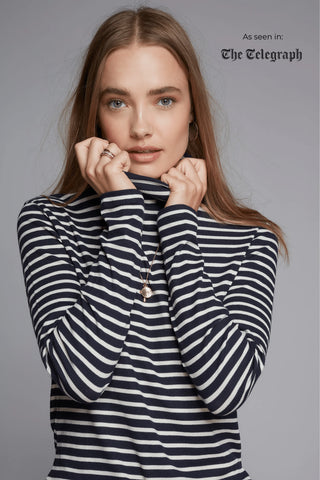 Striped Cotton Roll Neck