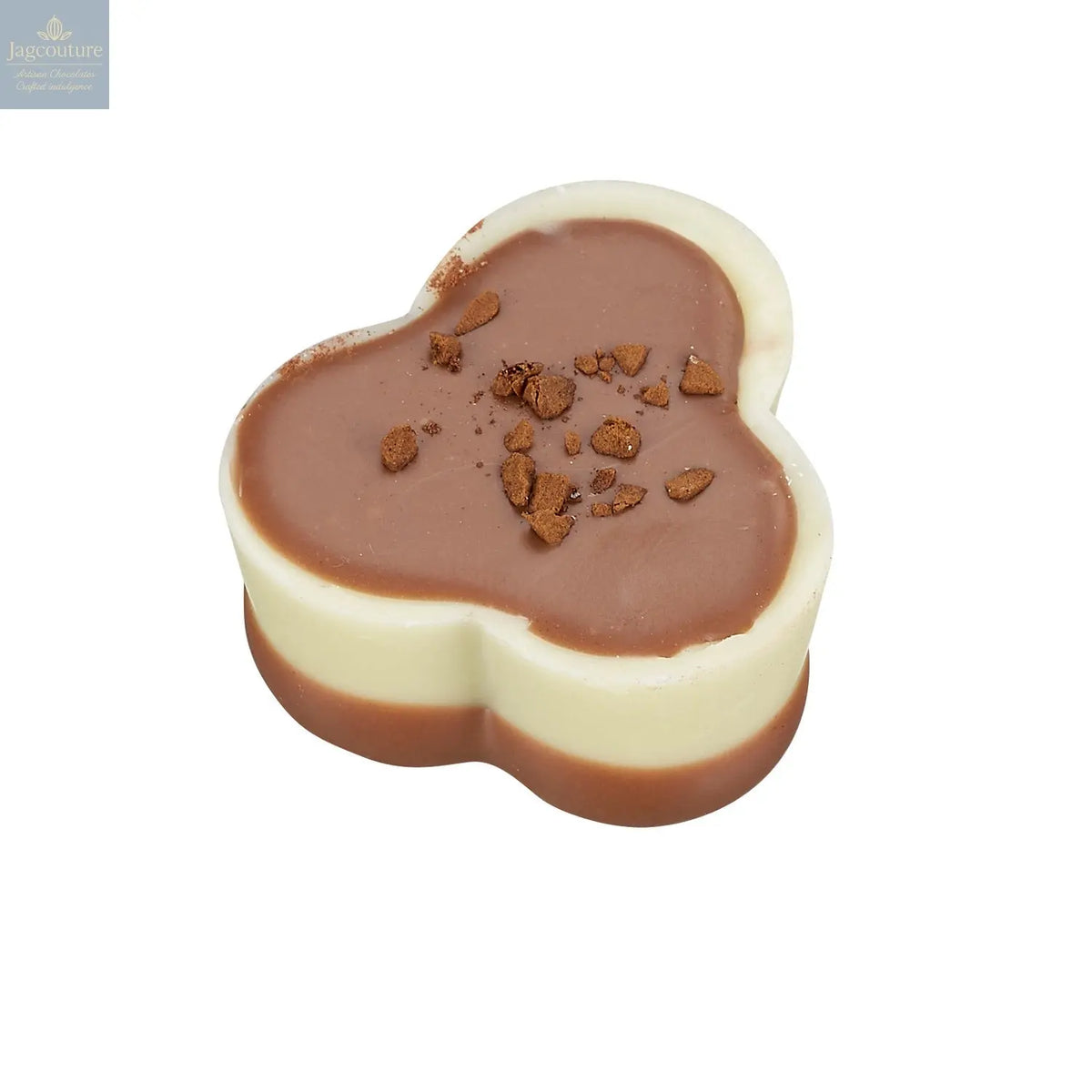 Strong coffee - bottom enrobed white cup with a coffee praline 14g - Jag Couture Chocolates
