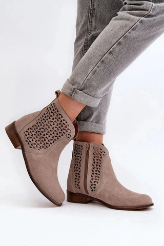 Style natural suede side zipper boots