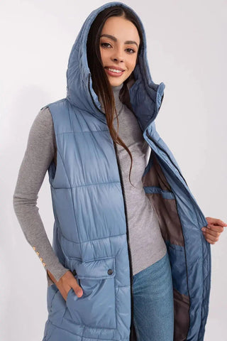 Subleve quilted zippered vest with hood