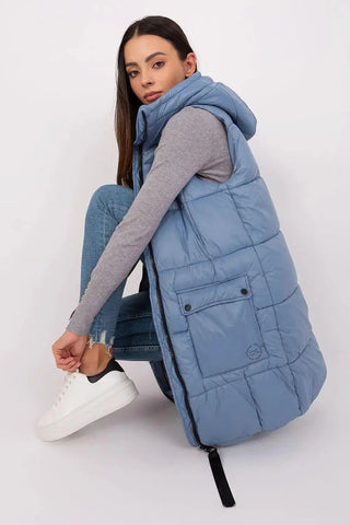 Subleve quilted zippered vest with hood