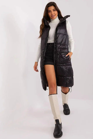 Subleve quilted zippered vest with hood