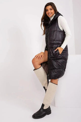 Subleve quilted zippered vest with hood