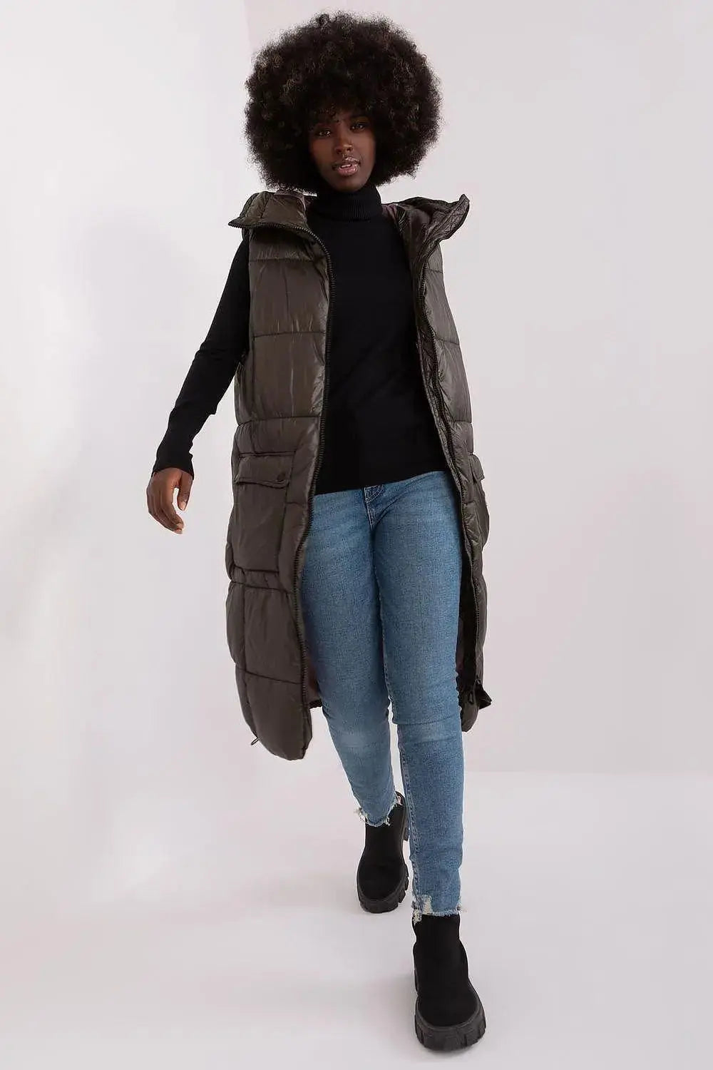 Subleve quilted zippered vest with hood