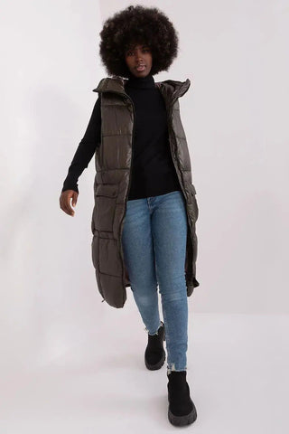 Subleve quilted zippered vest with hood