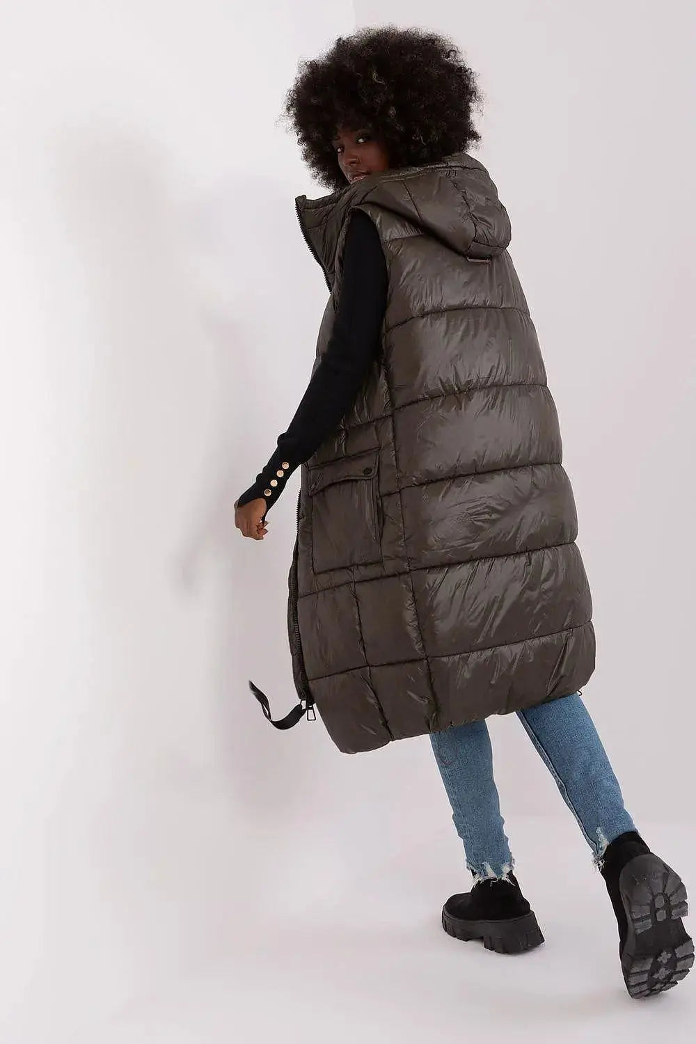 Subleve quilted zippered vest with hood