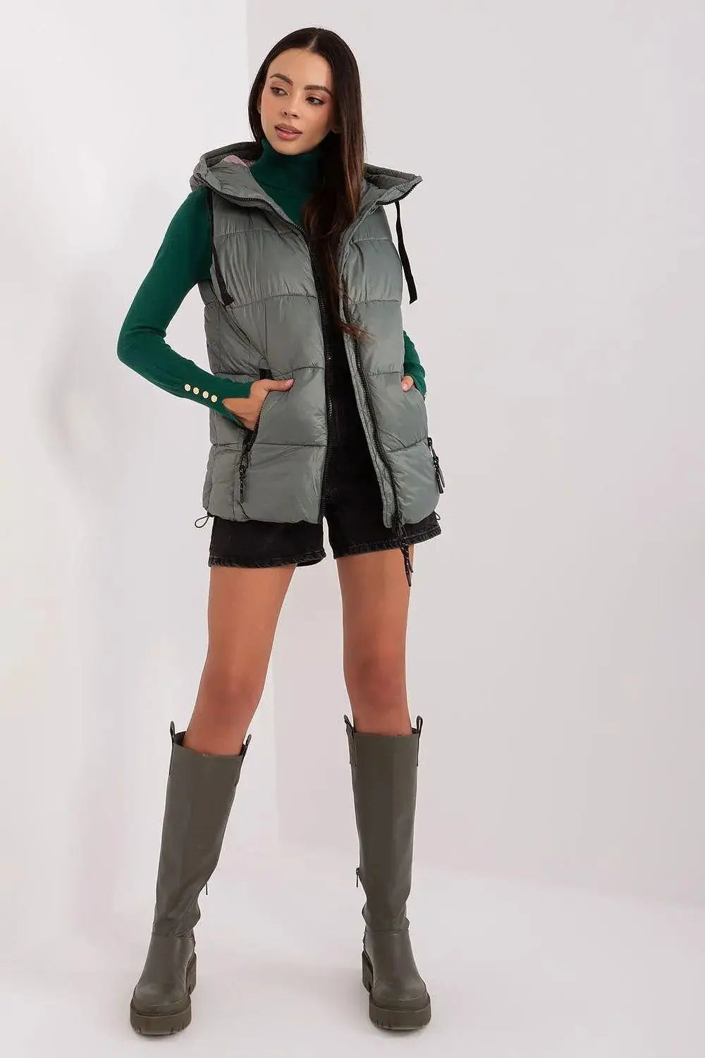 Sublevel Quilted, insulated zippered vest with hood